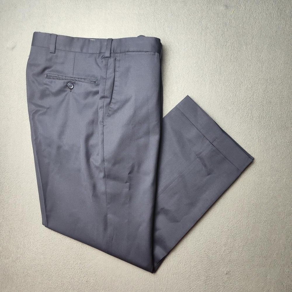 Jack Victor Pants Mens 34x29 Navy Wool Super 120s Dress Slacks Nanoperformance